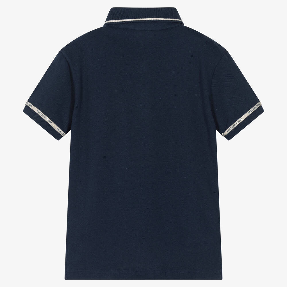 Mayoral Nukutavake-Boys Blue Cotton Polo Shirt | Childrensalon Outlet