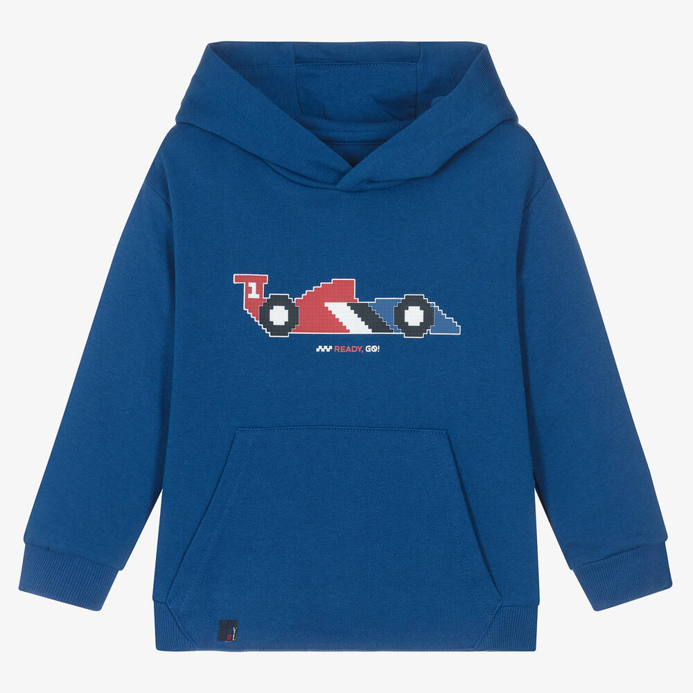 Mayoral - Boys Blue Cotton Racing Car Hoodie | Childrensalon