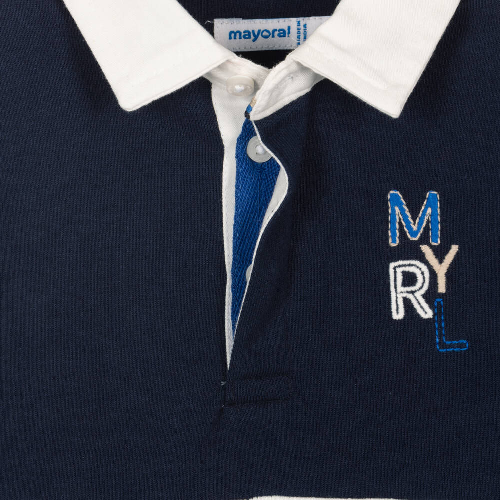 مايورال-توب رغبي أطفال ولادي قطن جيرسي لون كحلي وأزرق | Childrensalon Outlet