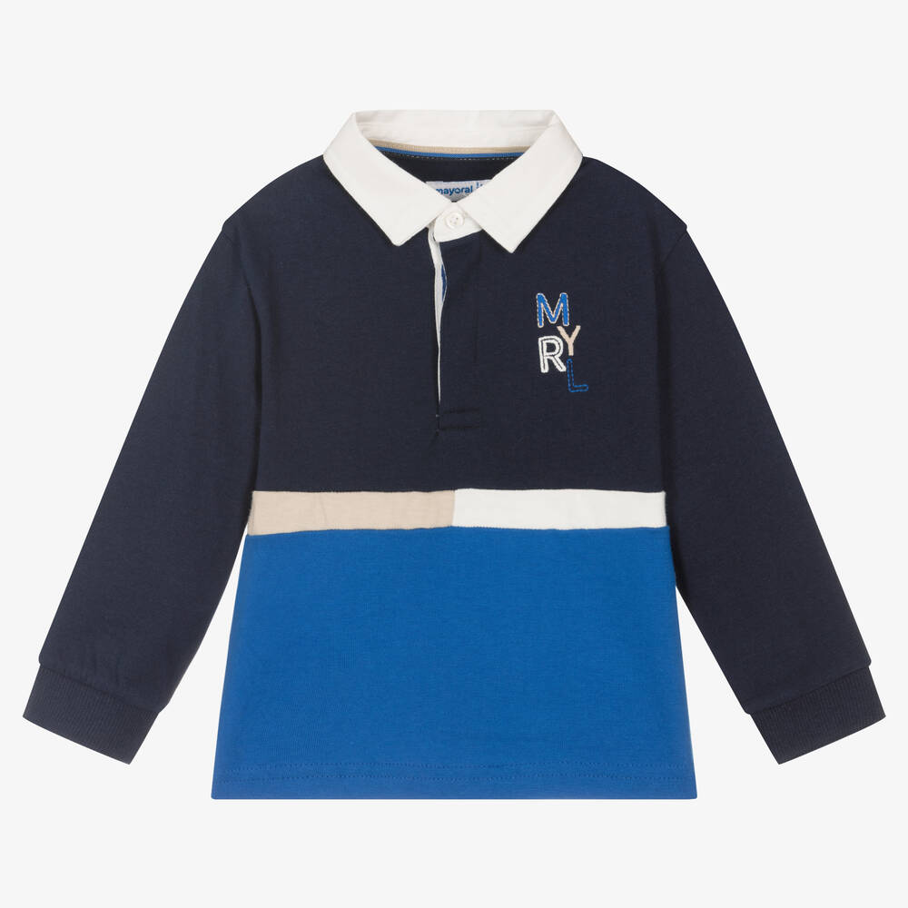 Mayoral - Синяя хлопковая рубашка регби для мальчиков | Childrensalon