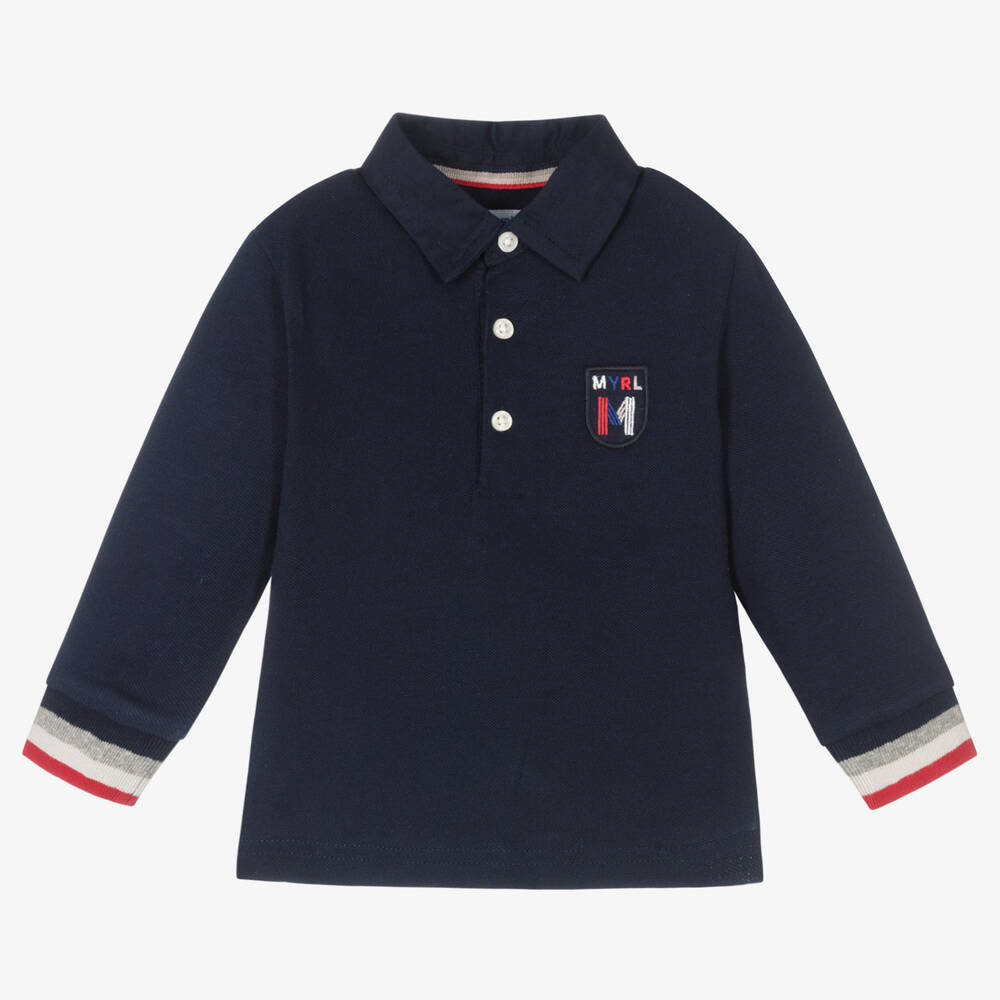 Mayoral-Синяя хлопковая рубашка в стиле регби для мальчиков | Childrensalon Outlet
