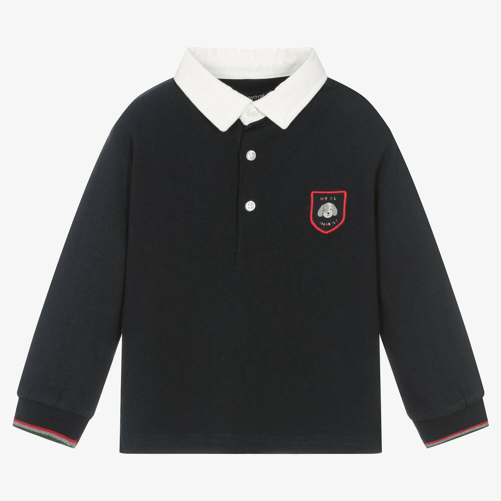 Mayoral - Boys Blue Cotton Rugby Shirt | Childrensalon