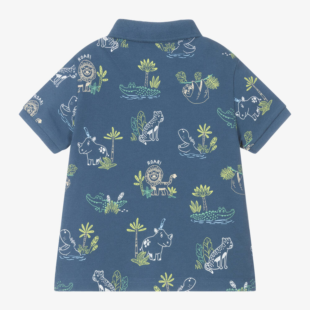Mayoral-Boys Blue Cotton Safari Polo Shirt | Childrensalon Outlet
