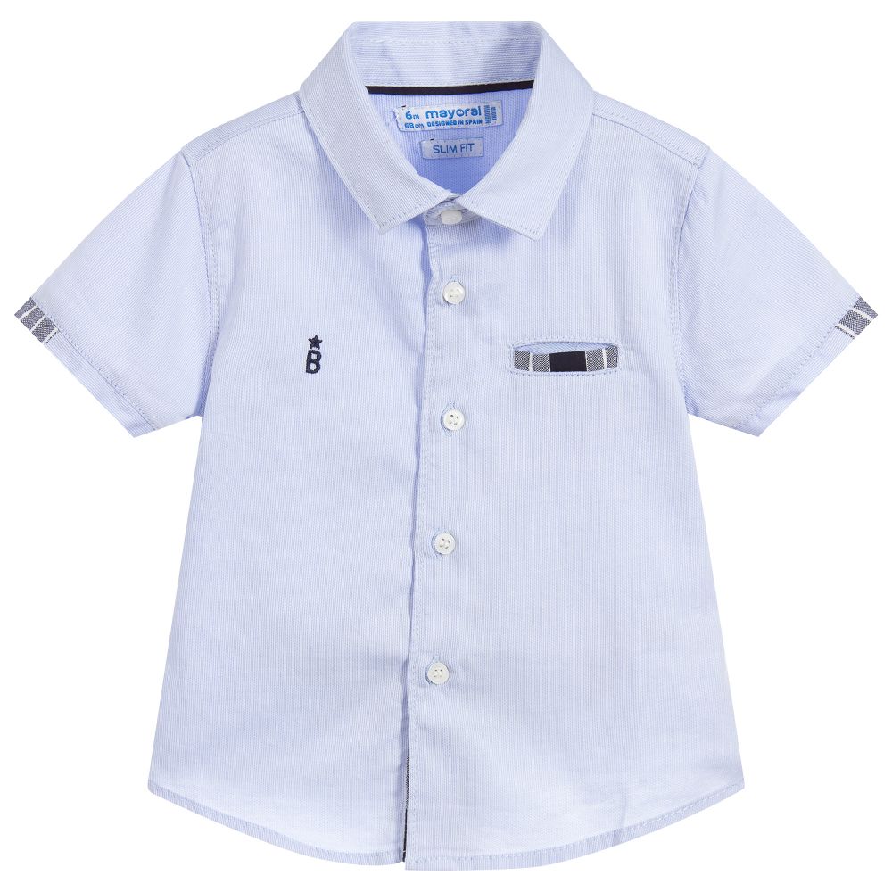 Mayoral - قميص أطفال ولادي قطن لون أزرق | Childrensalon