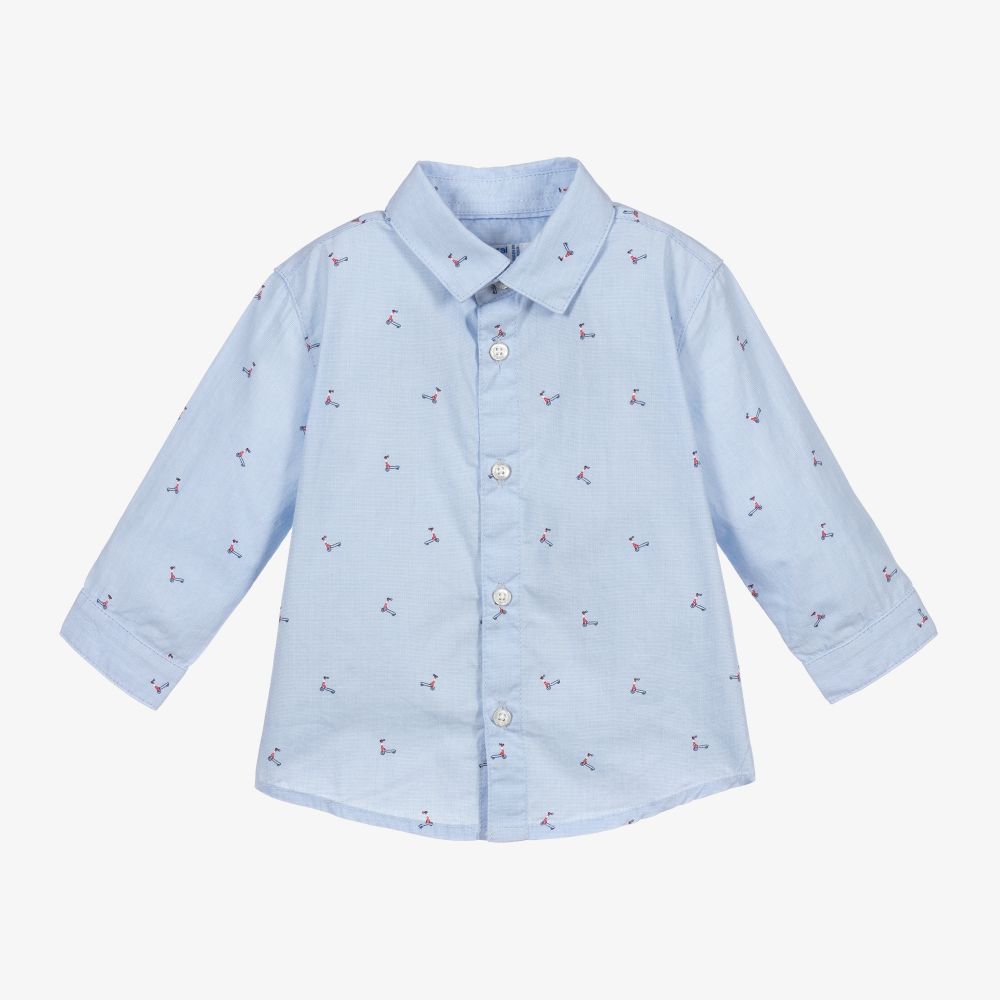 Mayoral - Голубая хлопковая рубашка для мальчиков | Childrensalon