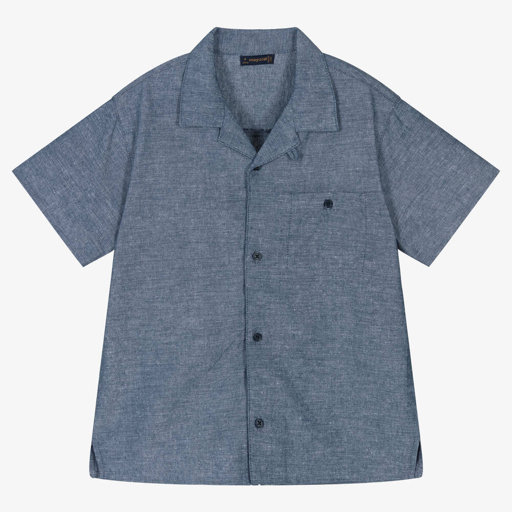 Mayoral - Chemise bleue en coton garçon | Childrensalon