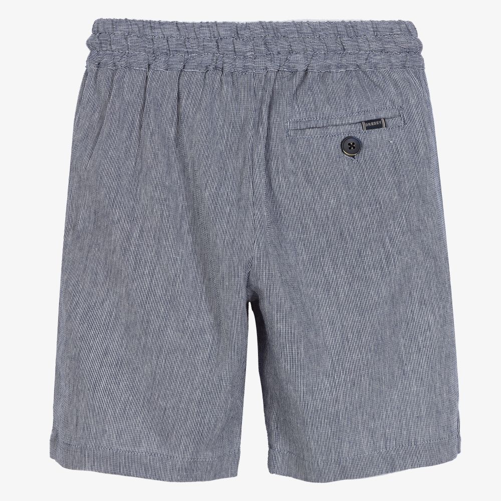 Mayoral-شورت مزيج قطن وكتان مقلم لون كحلي وأبيض للأولاد | Childrensalon Outlet