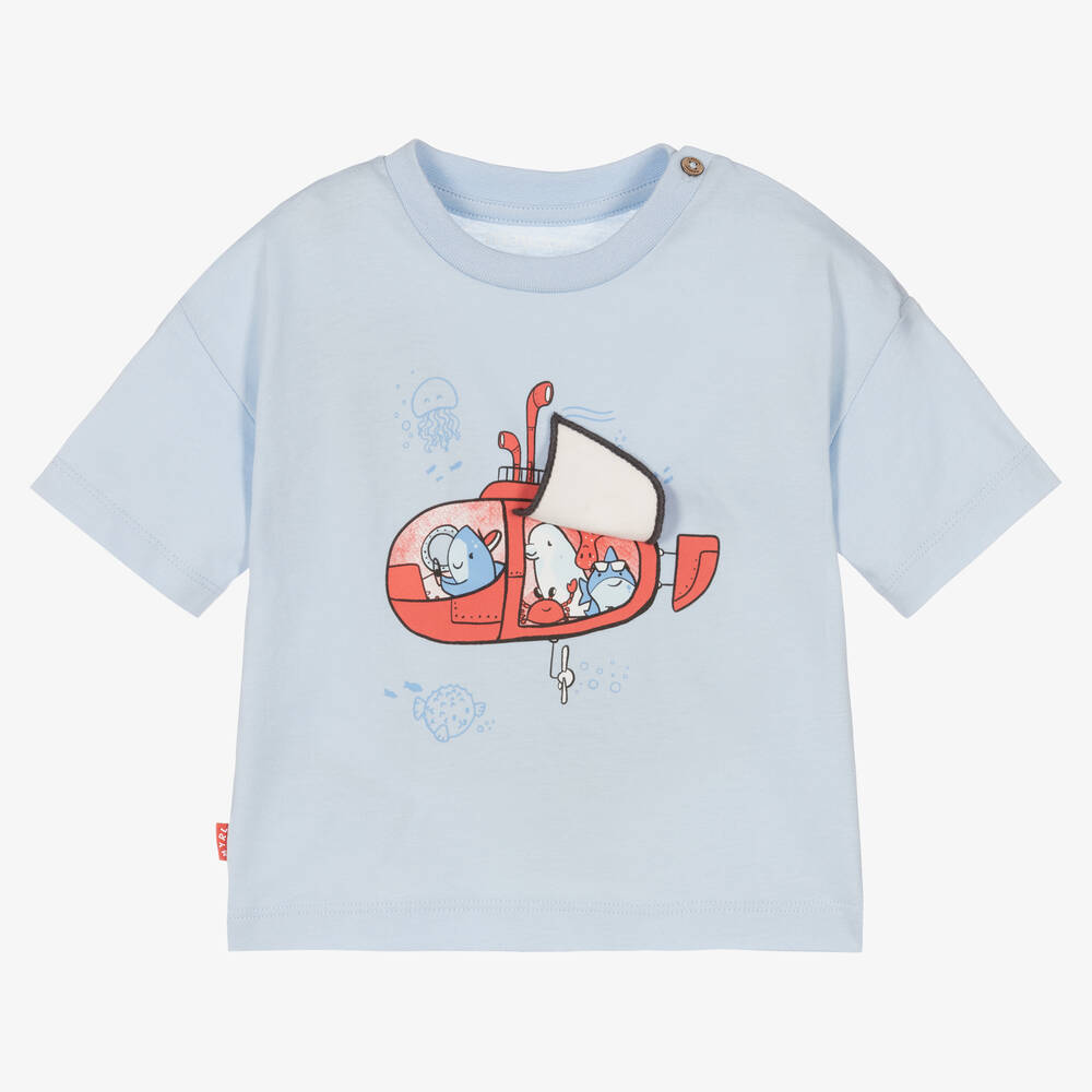 Mayoral-Голубая хлопковая футболка с подводной лодкой | Childrensalon Outlet