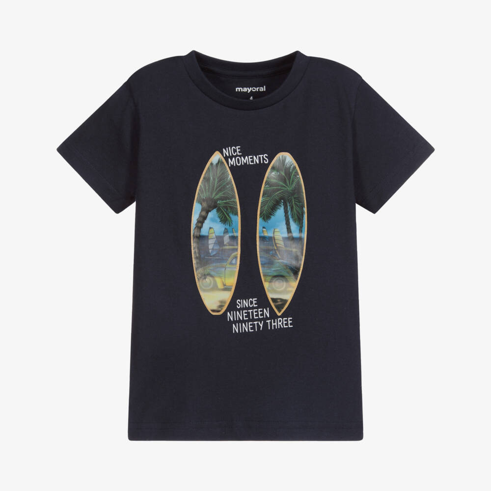 Mayoral-Синяя хлопковая футболка для мальчиков | Childrensalon Outlet