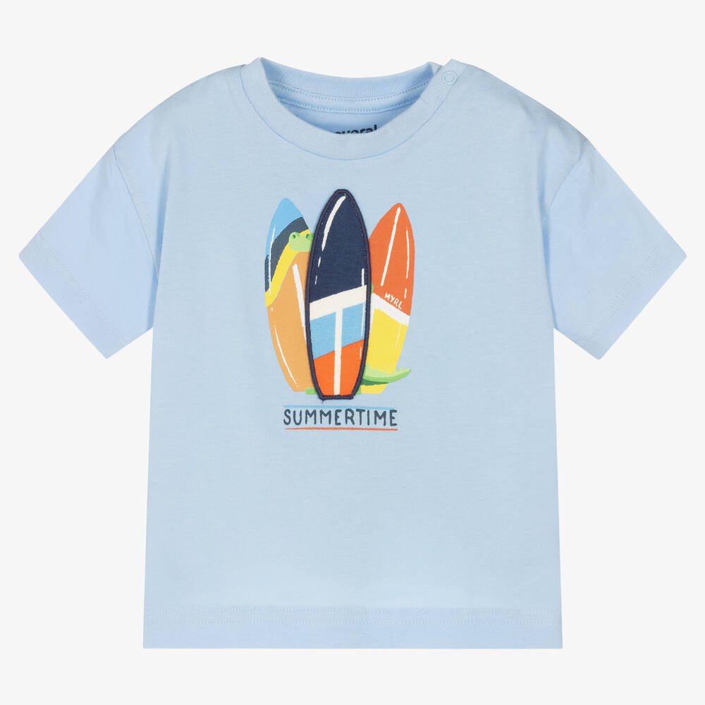 Mayoral - T-shirt bleu en coton garçon | Childrensalon