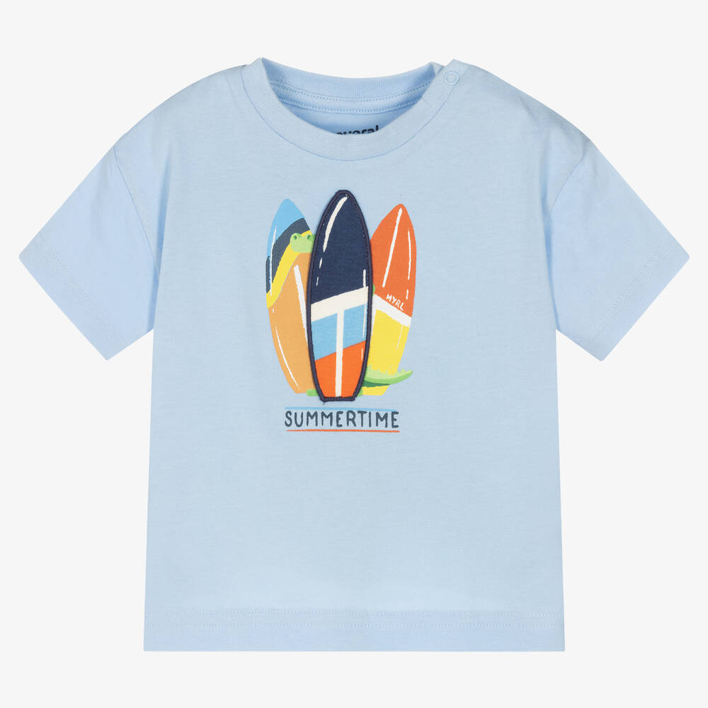Mayoral-Boys Blue Cotton T-Shirt | Childrensalon Outlet
