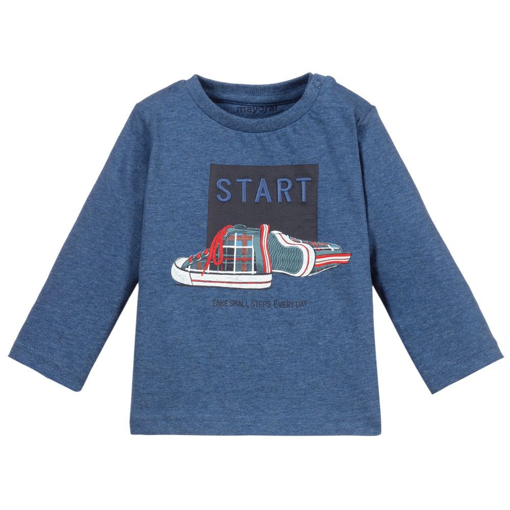 Mayoral - Boys Blue Cotton Top | Childrensalon