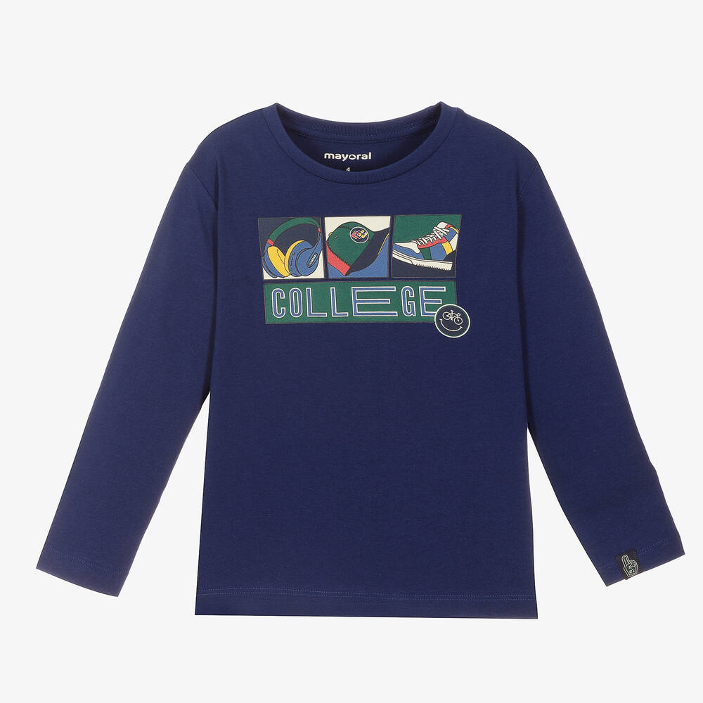 Mayoral-Boys Blue Cotton Top | Childrensalon Outlet