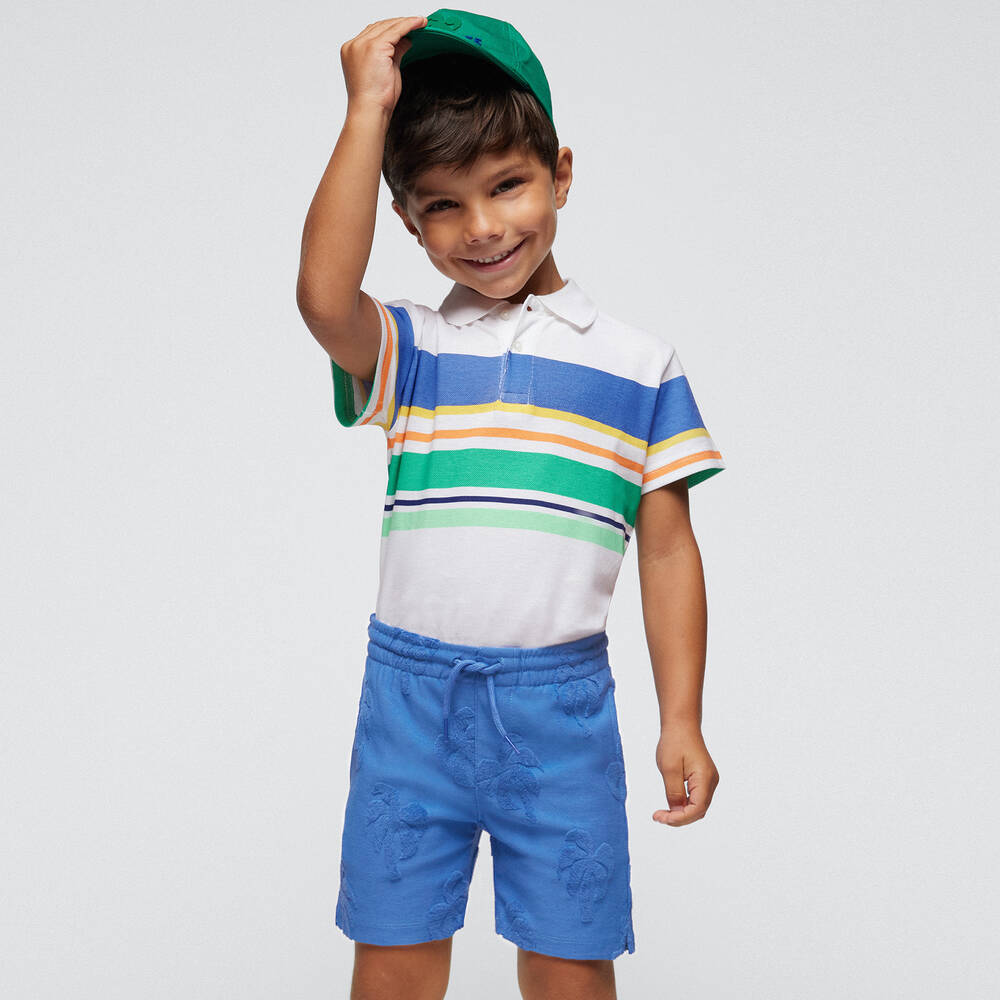Mayoral-شورت قطن جيرسي لون أزرق للأولاد | Childrensalon Outlet