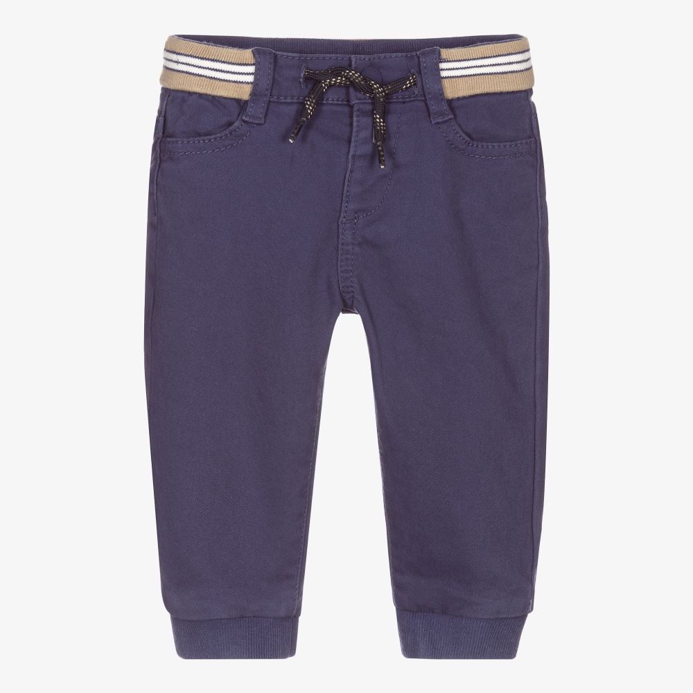 Mayoral-Boys Blue Cotton Trousers | Childrensalon Outlet