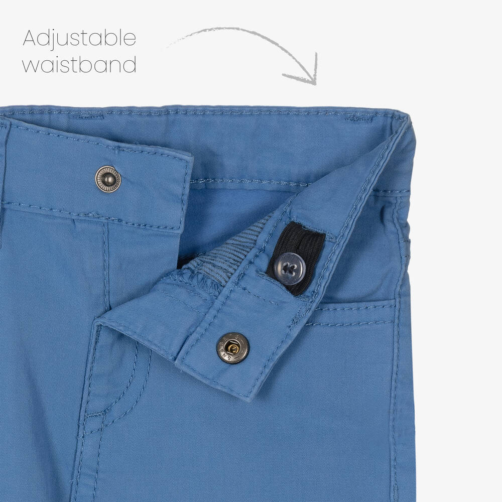 مايورال-بنطلون أطفال ولادي قطن تويل لون أزرق | Childrensalon Outlet