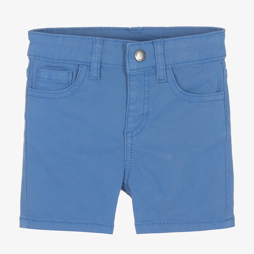Mayoral-Boys Blue Cotton Twill Shorts | Childrensalon Outlet