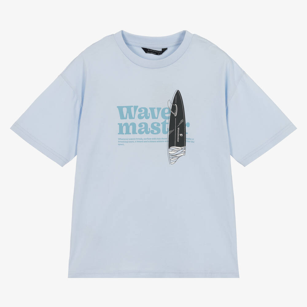 Mayoral Nukutavake - Boys Blue Cotton Wave T-Shirt | Childrensalon