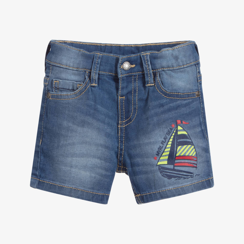 Mayoral-شورت أطفال ولادي قطن دنيم لون أزرق | Childrensalon Outlet