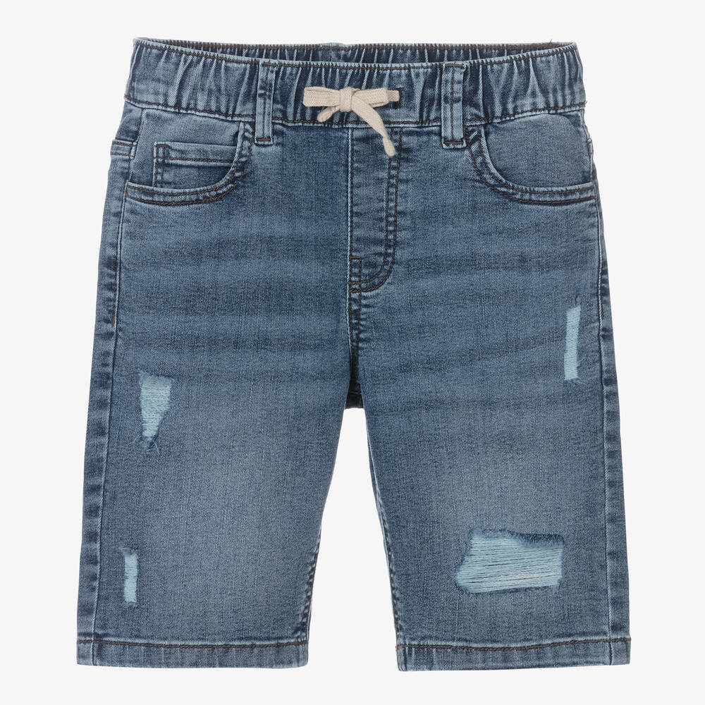 Mayoral Nukutavake-Boys Blue Denim Drawstring Shorts | Childrensalon Outlet