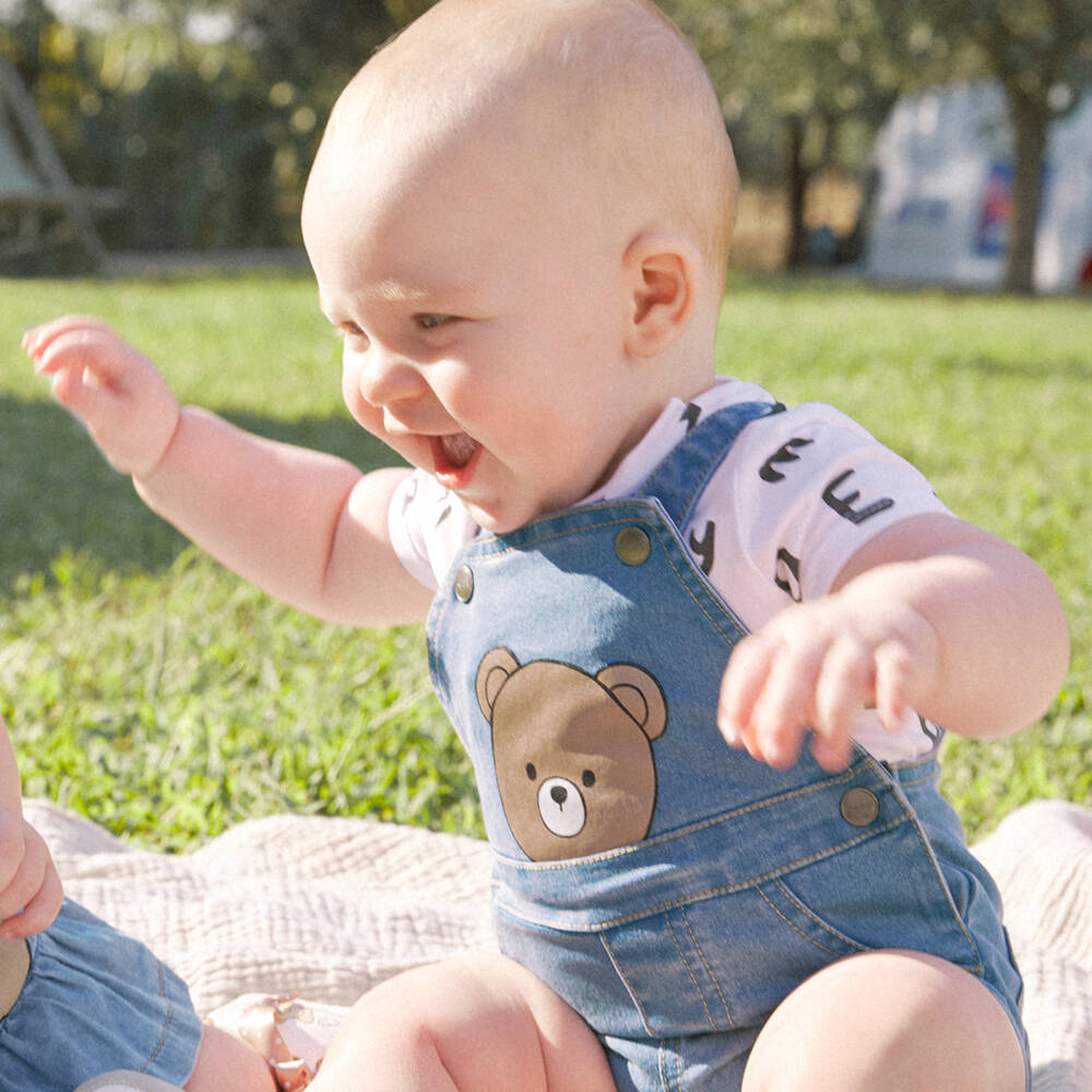 Mayoral Newborn-Boys Blue Denim Romper Set | Childrensalon Outlet