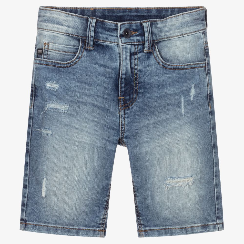 Mayoral Nukutavake - Boys Blue Denim Shorts | Childrensalon