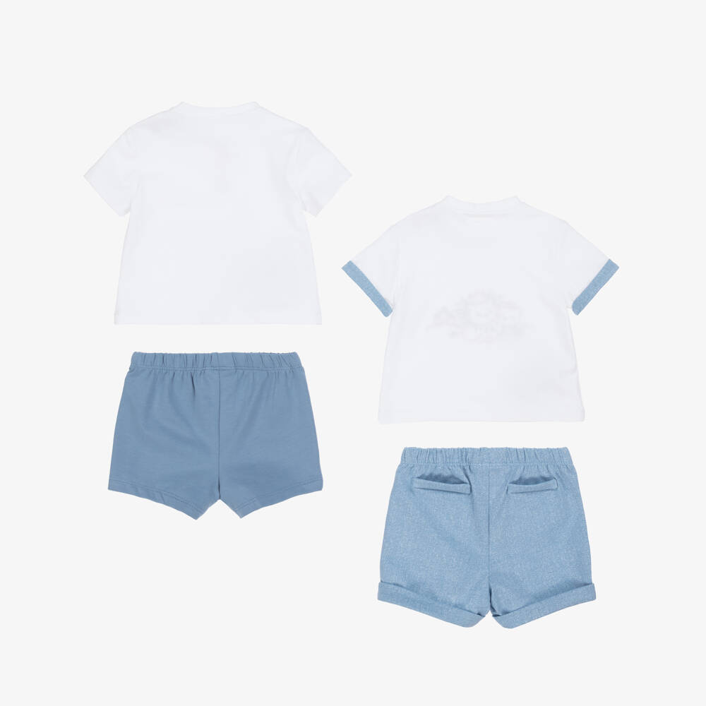 Mayoral Newborn-Boys Blue Duo Cotton Shorts Set | Childrensalon Outlet
