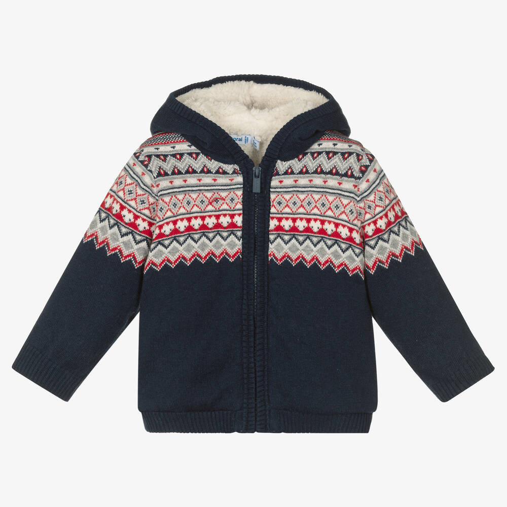 Mayoral - Boys Blue Fair Isle Zip-Up Top | Childrensalon