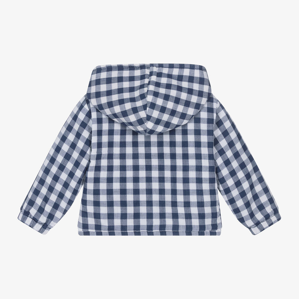 Mayoral-Boys Blue Gingham Check Cotton Jacket | Childrensalon Outlet