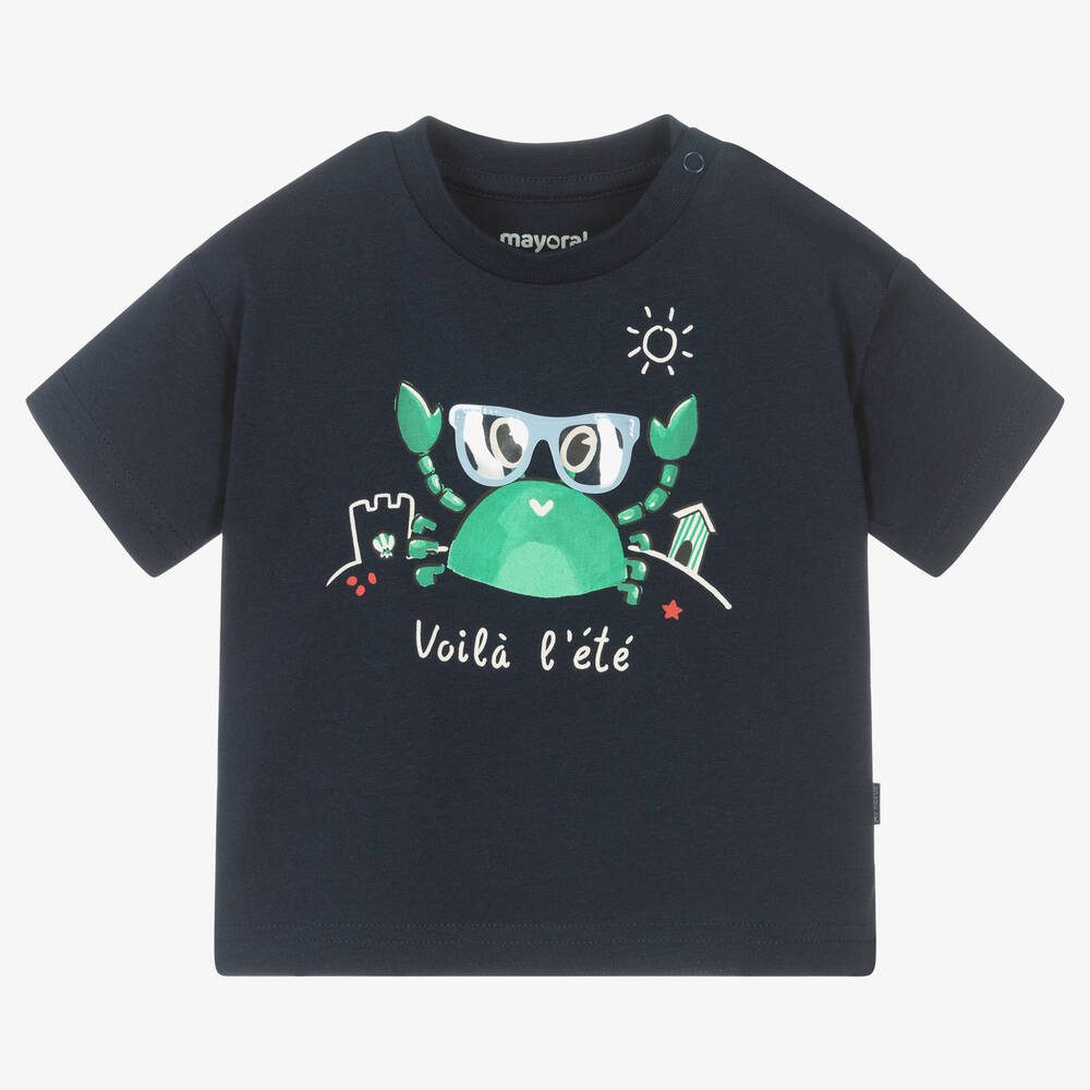 Mayoral-Boys Blue & Green Cotton Crab T-Shirt | Childrensalon Outlet