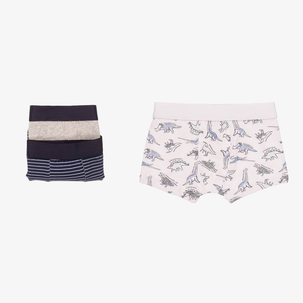 Mayoral - Boys Blue & Grey Cotton Boxers (3 Pack) | Childrensalon