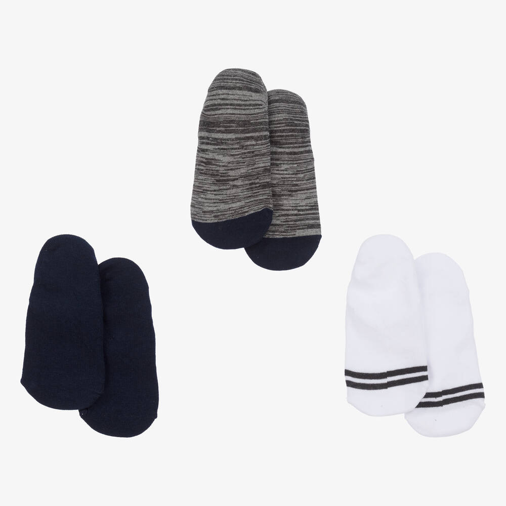 Mayoral-Boys Blue & Grey Cotton Socks (3 Pack) | Childrensalon Outlet
