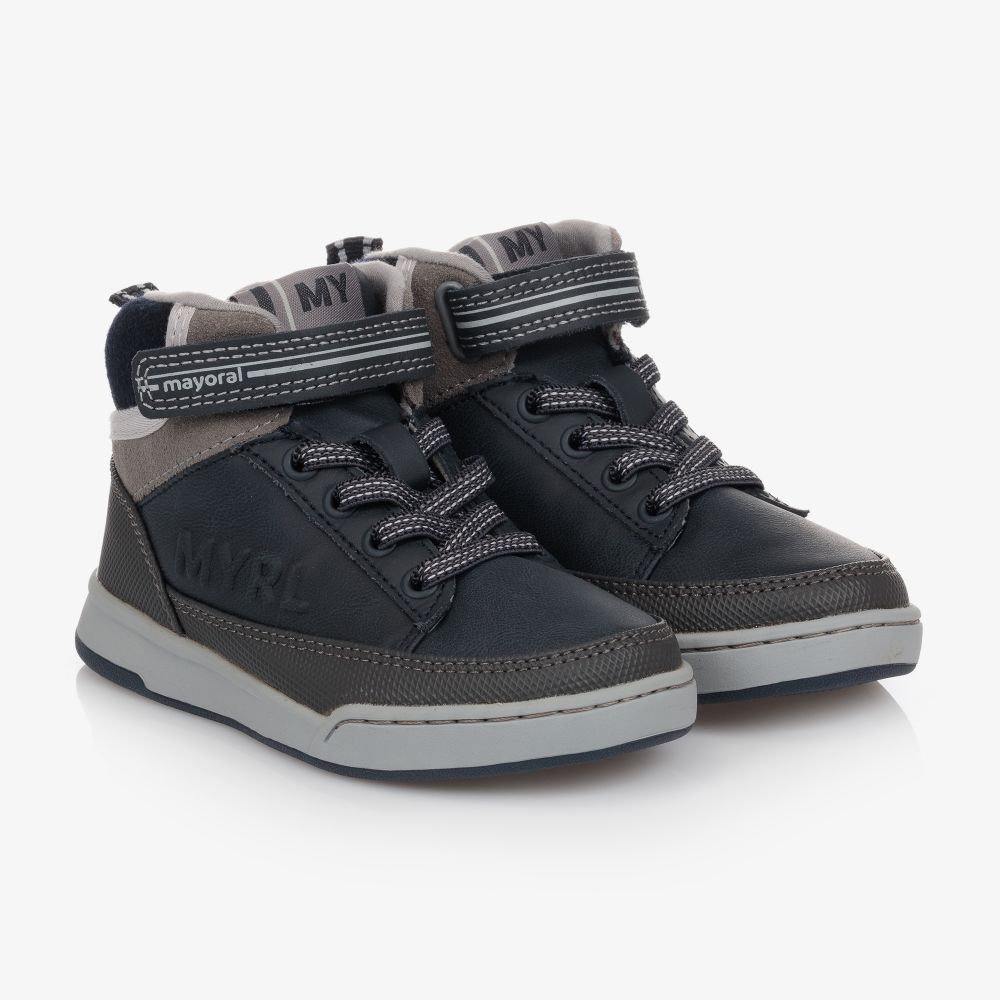 Mayoral - Boys Blue High Top Trainers | Childrensalon