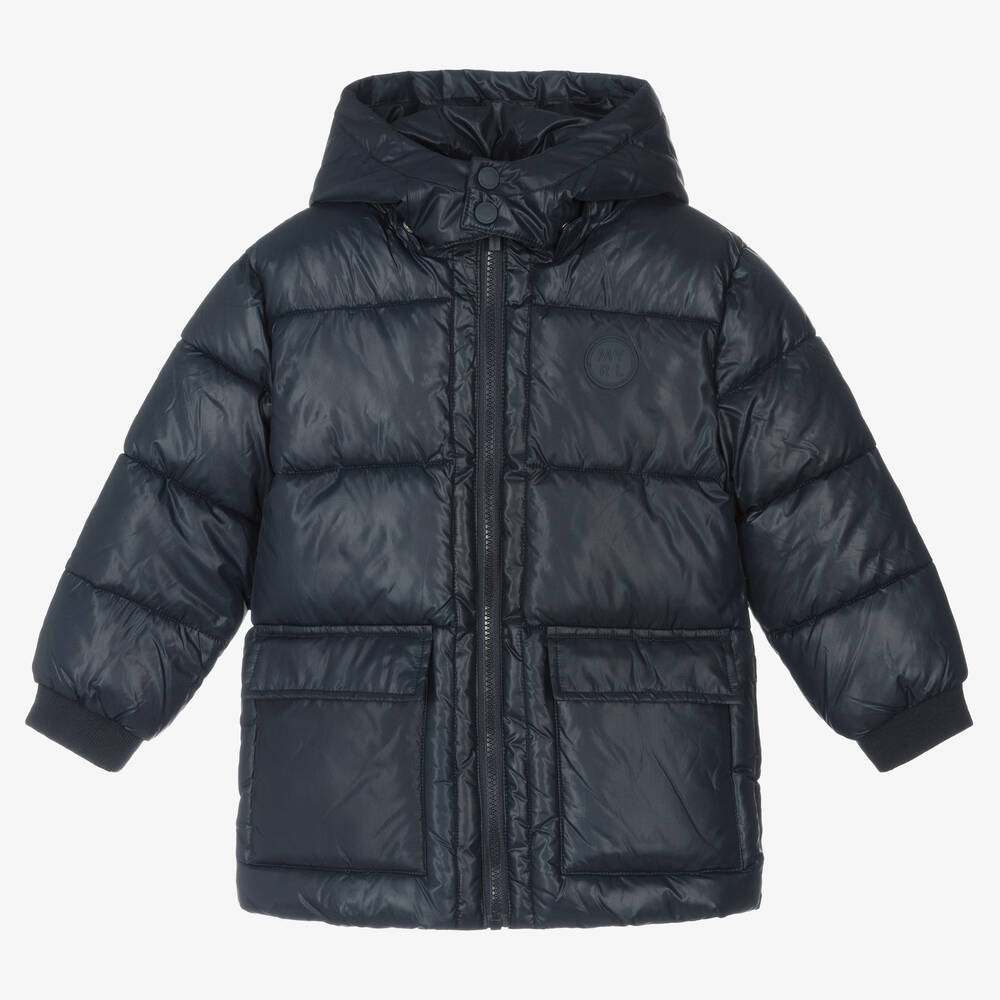 Mayoral-Boys Blue Hooded Puffer Coat | Childrensalon Outlet
