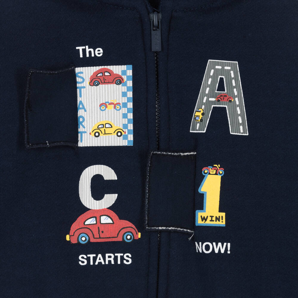 Mayoral-Boys Blue Hooded Zip-Up Top | Childrensalon Outlet