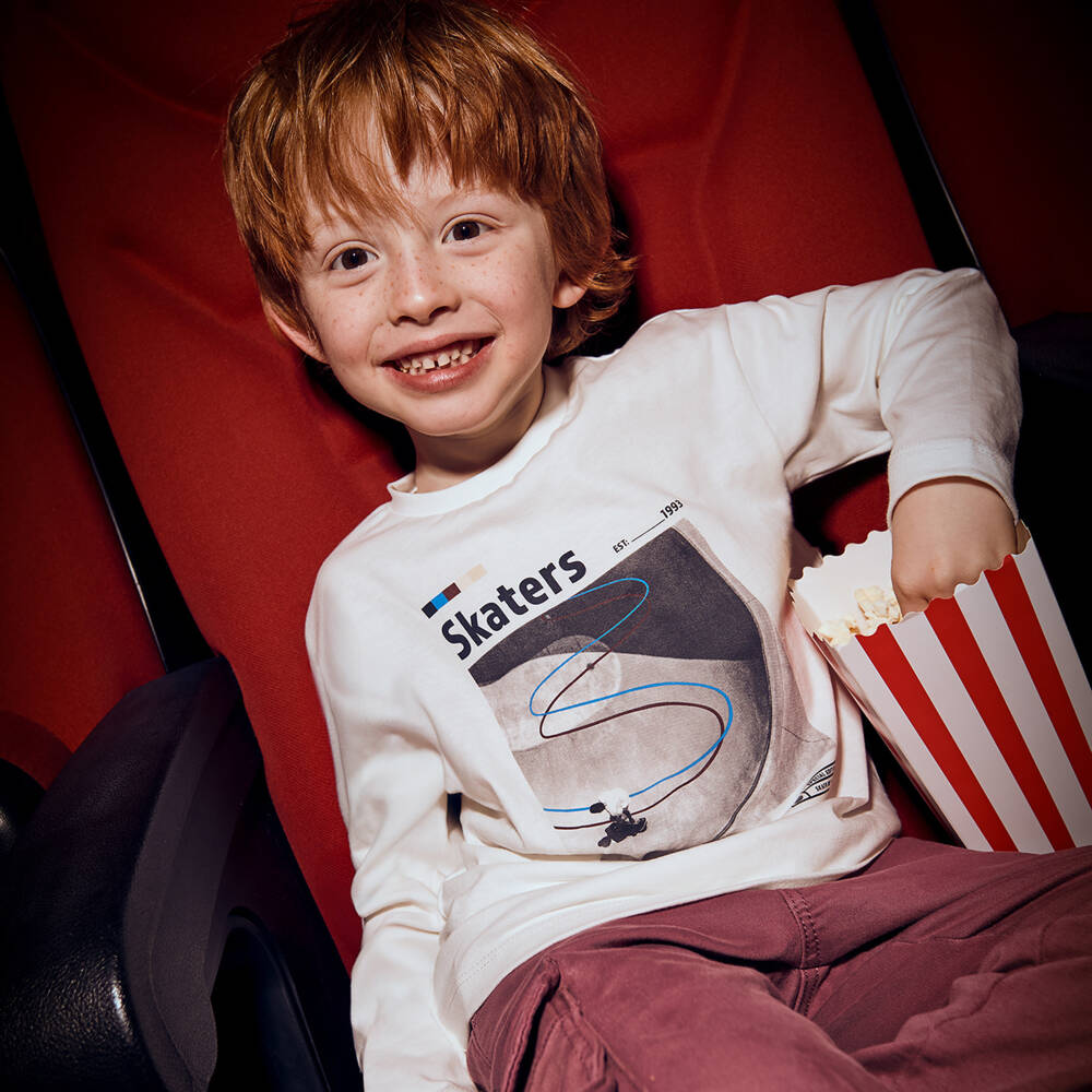 Mayoral-Комплект из двух синих и кремовых футболок для мальчиков с принтом скейтборда | Childrensalon Outlet