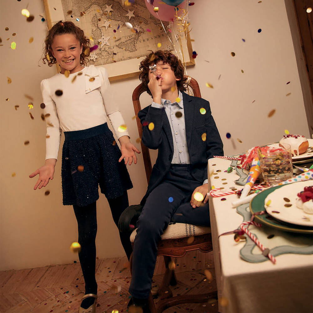 Mayoral-Boys Blue Jersey Chino Trousers | Childrensalon Outlet