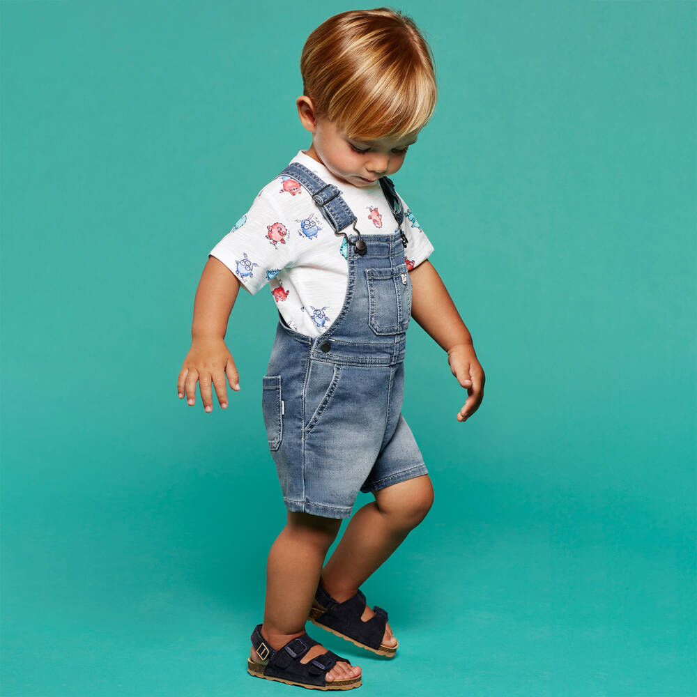 Mayoral Boys Blue Jersey Denim Dungaree Shorts