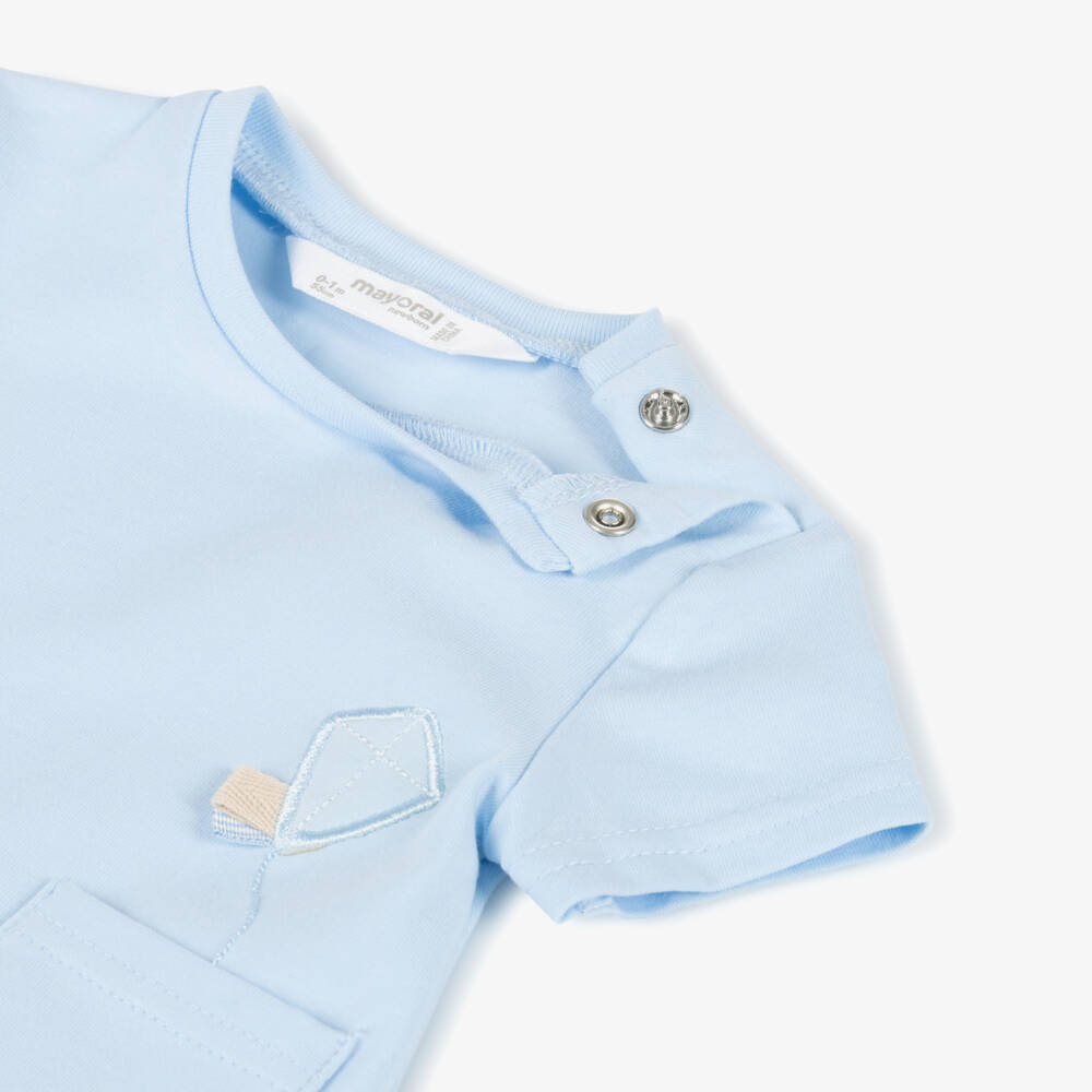 Mayoral Newborn-Boys Blue Kite Cotton Shorts Ensemble | Childrensalon Outlet