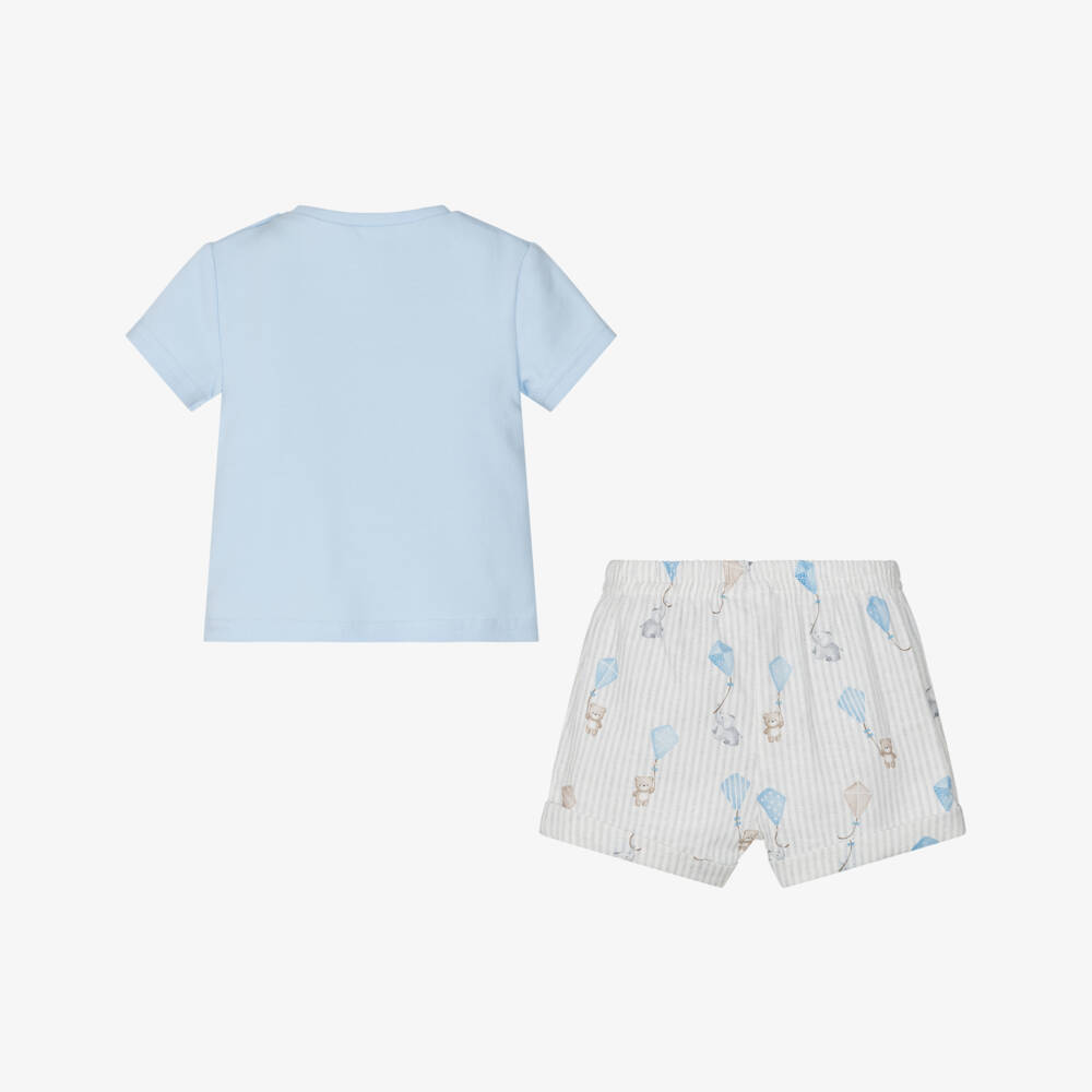 Mayoral Newborn-Boys Blue Kite Cotton Shorts Ensemble | Childrensalon Outlet