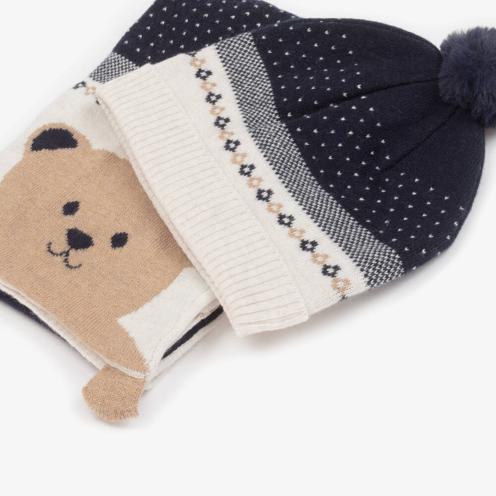 Mayoral-Boys Blue Knit Hat and Scarf Set | Childrensalon Outlet