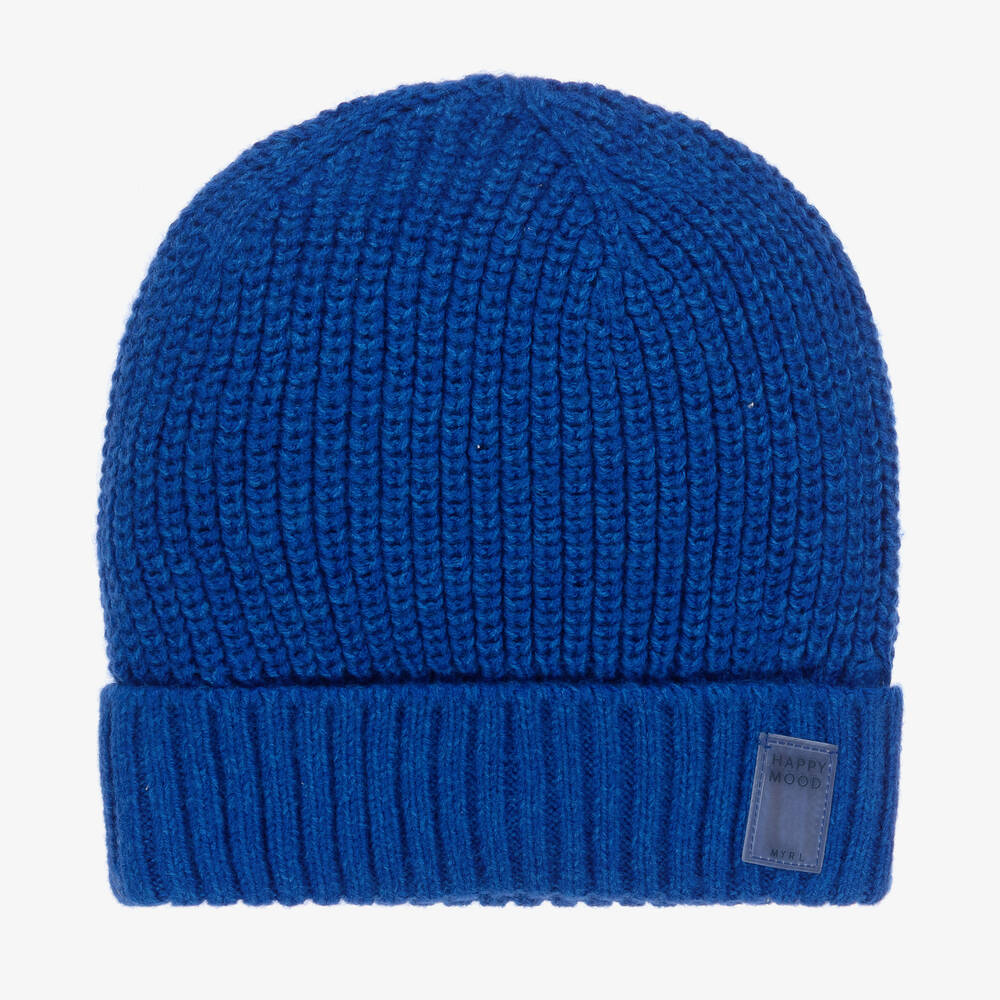 Mayoral - Boys Blue Knitted Beanie Hat | Childrensalon