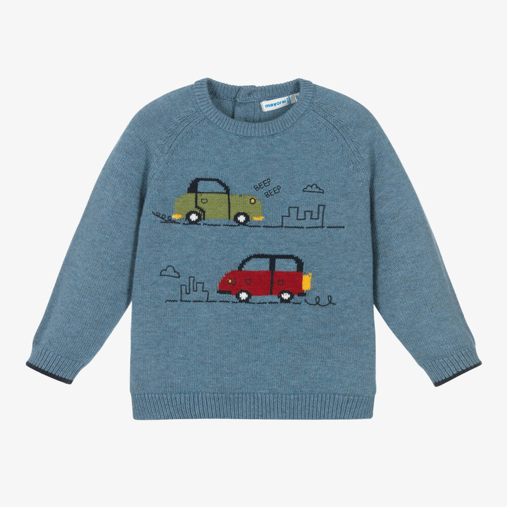 Mayoral - Голубой вязаный свитер для мальчиков | Childrensalon