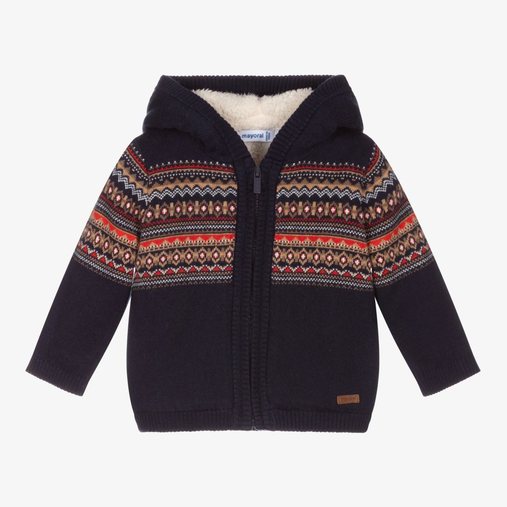 Mayoral - Boys Blue Knitted Zip-Up Top | Childrensalon