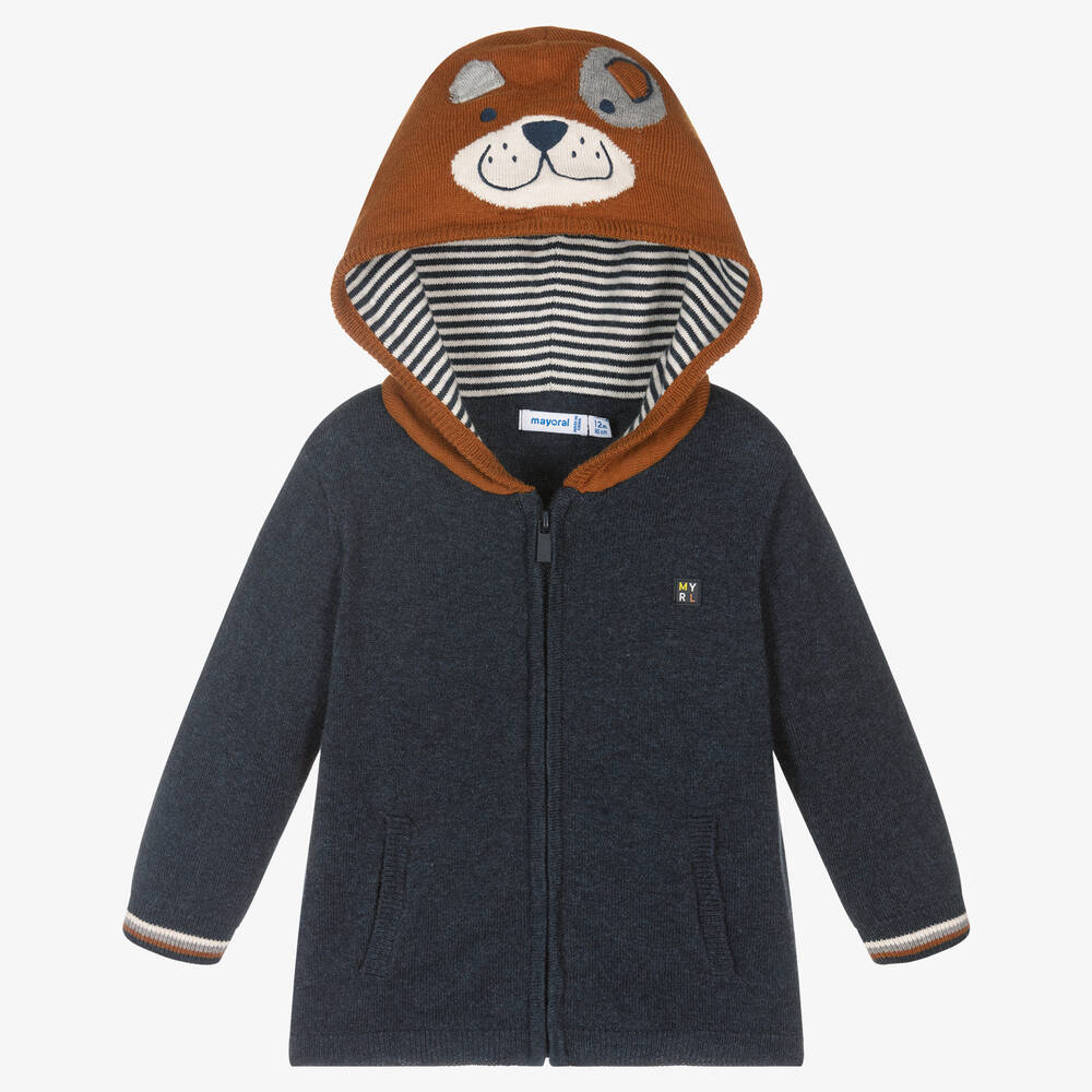 Mayoral - Boys Blue Knitted Zip-Up Top | Childrensalon