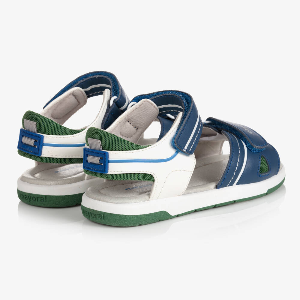 مايورال-صندل جلد وجيرسي لون أزرق وأبيض للأولاد | Childrensalon Outlet