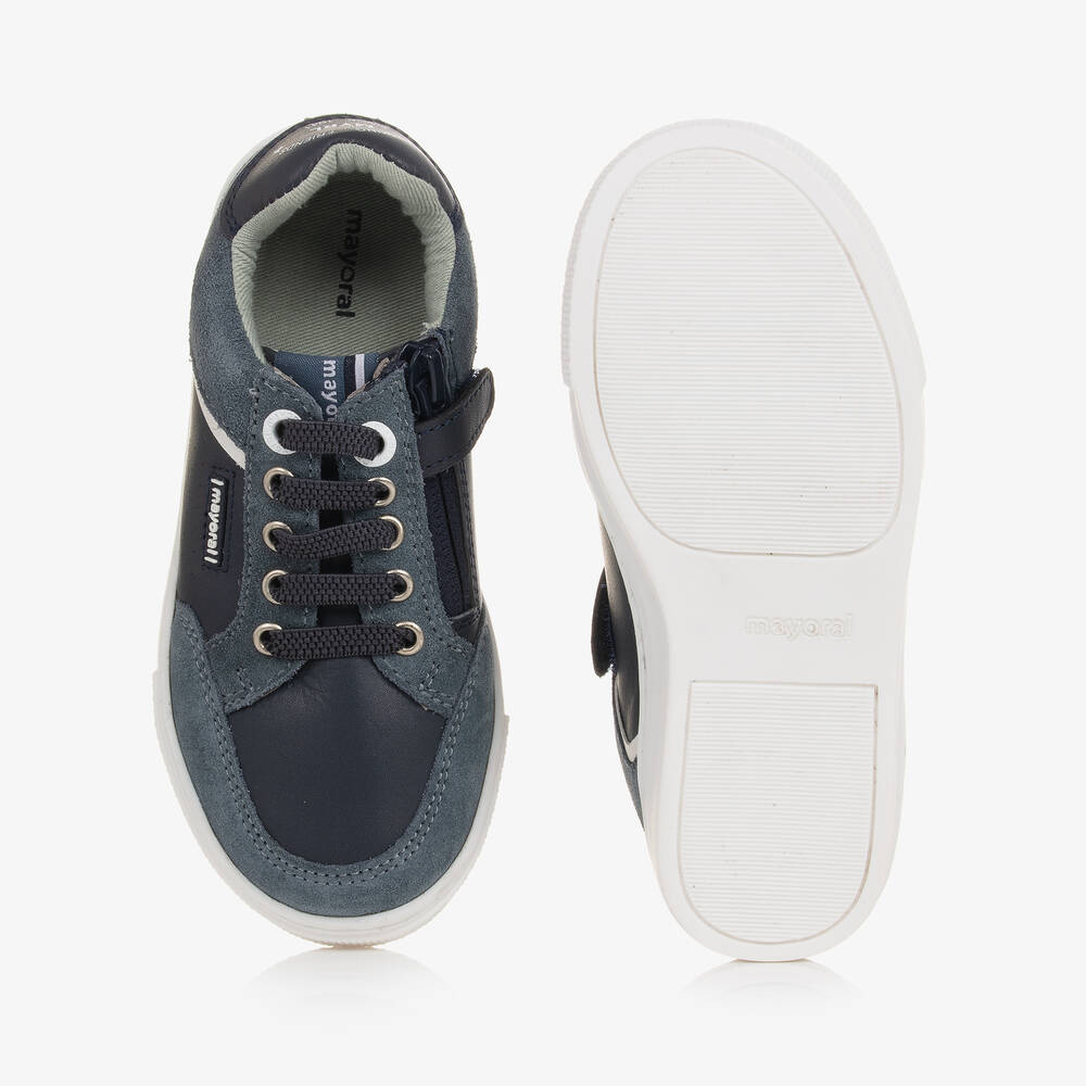Mayoral-Синие кожаные кроссовки с замшевыми вставками | Childrensalon Outlet