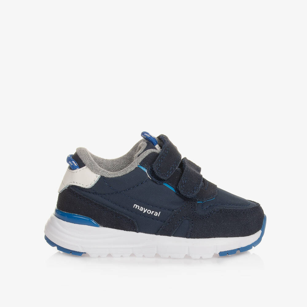 Mayoral - Boys Blue Leather & Textile Trainer | Childrensalon Outlet