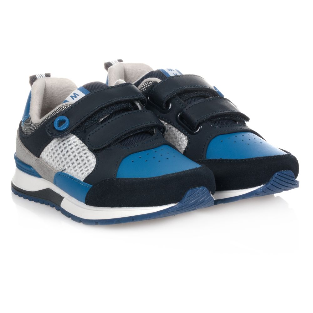 Mayoral - Boys Blue Leather Trainers | Childrensalon