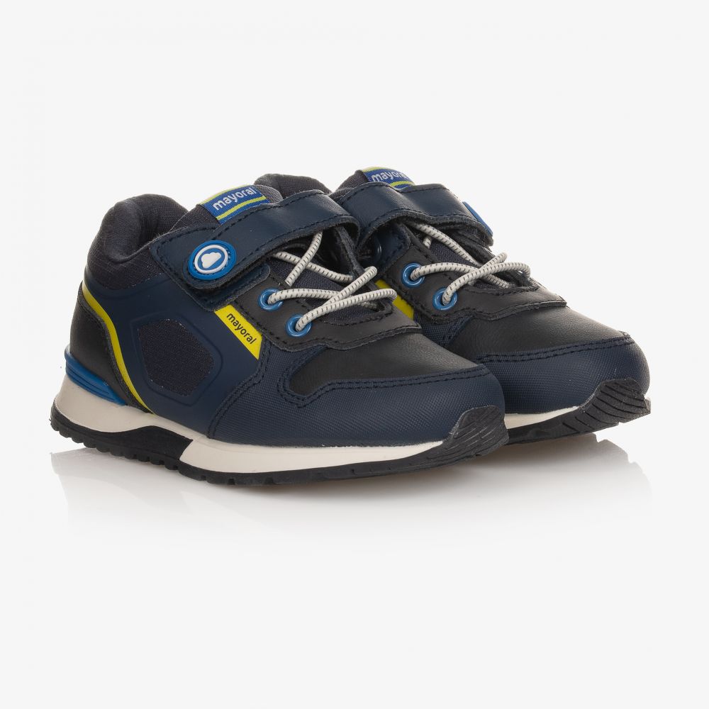 Mayoral - Boys Blue Leather Trainers | Childrensalon